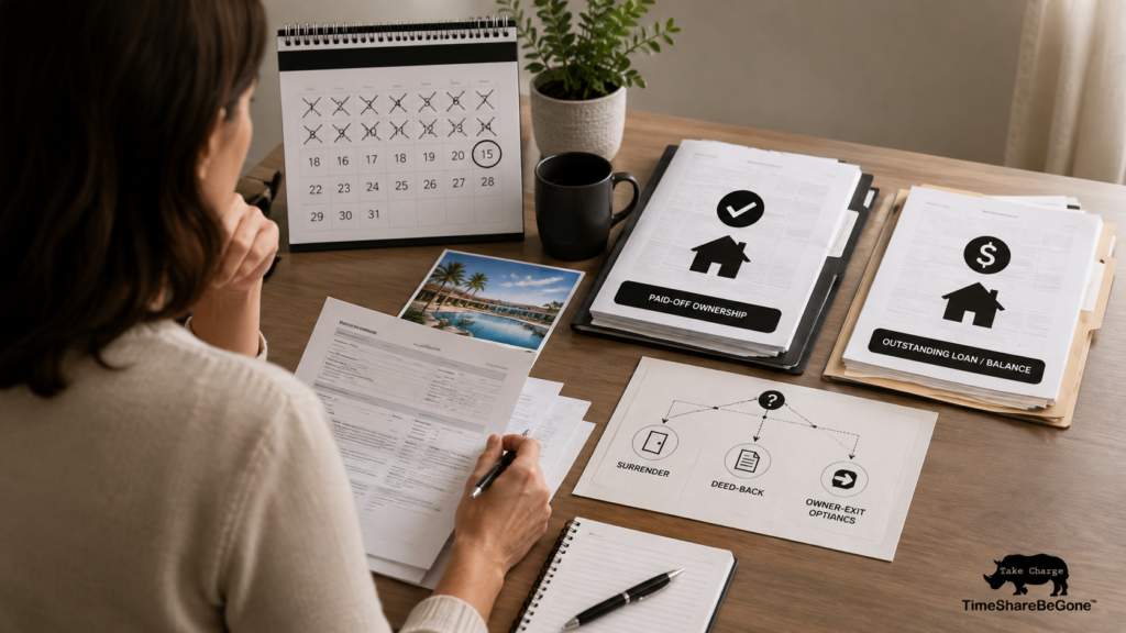 Woman reviewing timeshare exit options after the rescission period expires