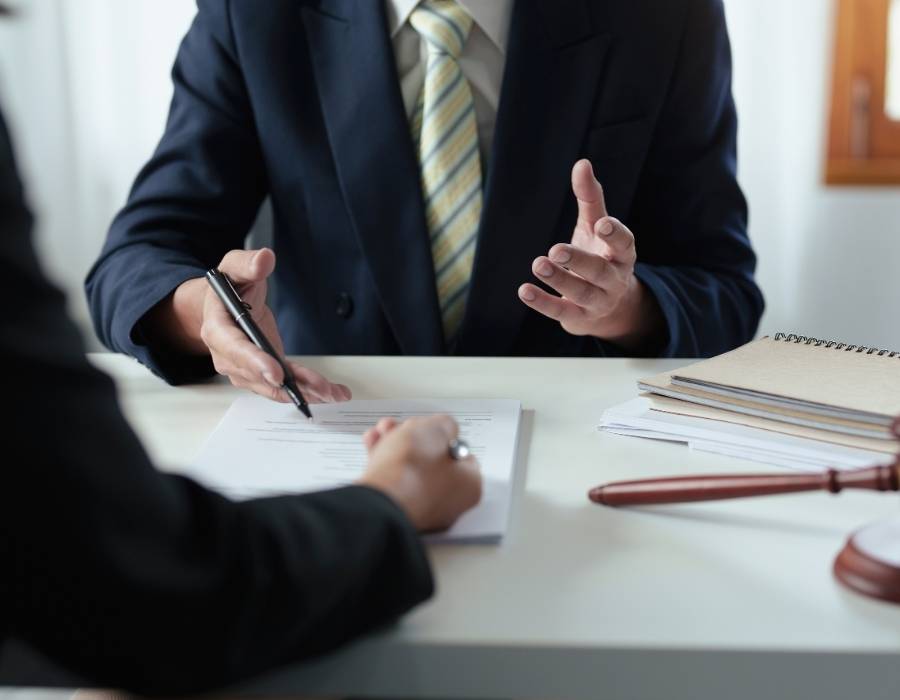 timeshare lawyer talking to client