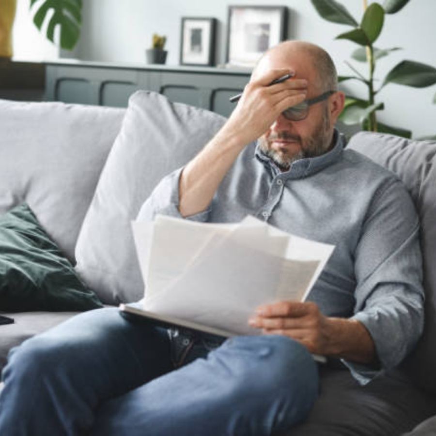senior man reviewing timeshare document