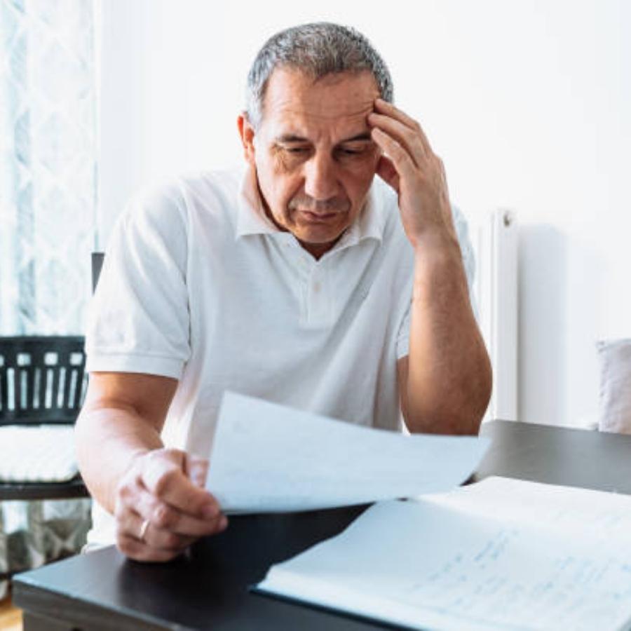 senior men reviewing a timeshare contract