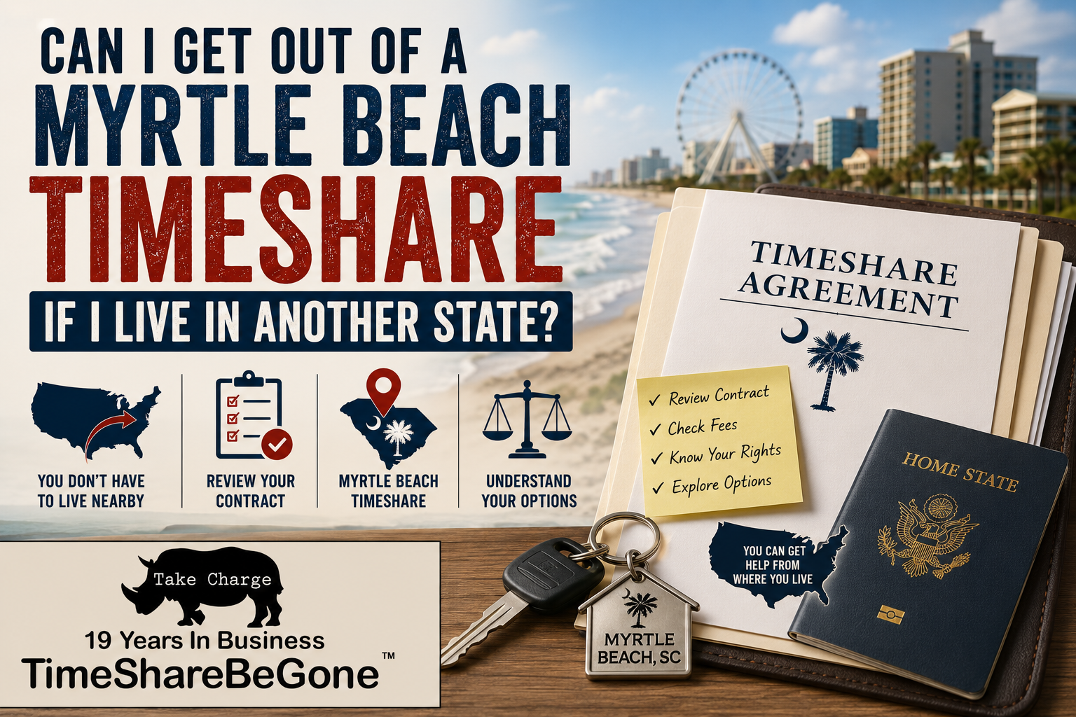 TimeshareBeGone featured image about getting out of a Myrtle Beach timeshare while living in another state.